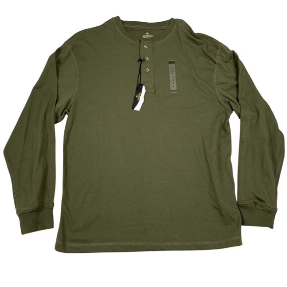 RedHead Mens Shirt M Green Henley Long Sleeve Cotton/Polyester Casual Everyday W - Picture 1 of 14
